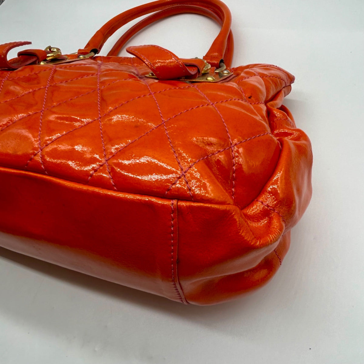 Cavalcanti Burnt Orange Patent Leather Shoulder Bag