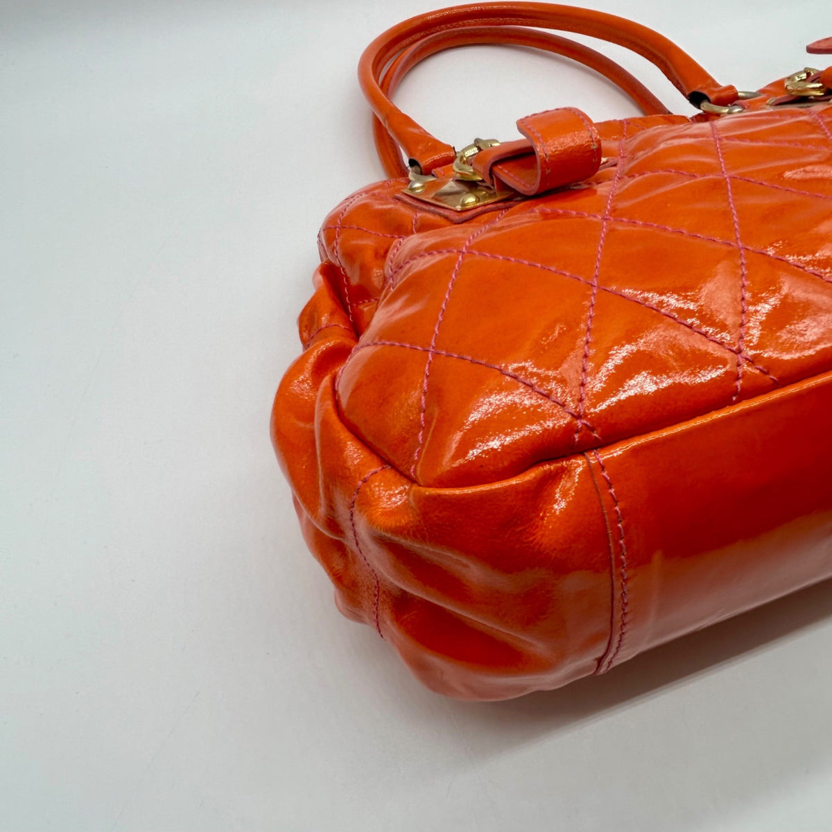 Cavalcanti Burnt Orange Patent Leather Shoulder Bag