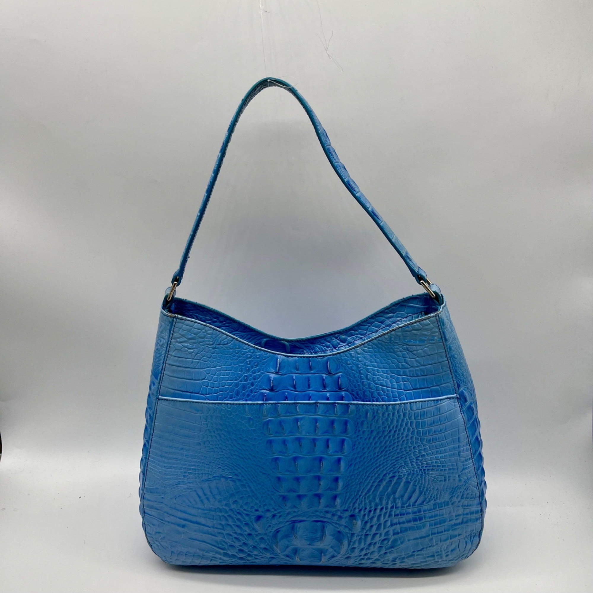 Brahmin Melbourne Blue Croc Embossed Leather Shoulder Bag