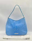Brahmin Melbourne Blue Croc Embossed Leather Shoulder Bag
