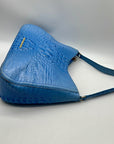 Brahmin Melbourne Blue Croc Embossed Leather Shoulder Bag