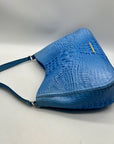 Brahmin Melbourne Blue Croc Embossed Leather Shoulder Bag