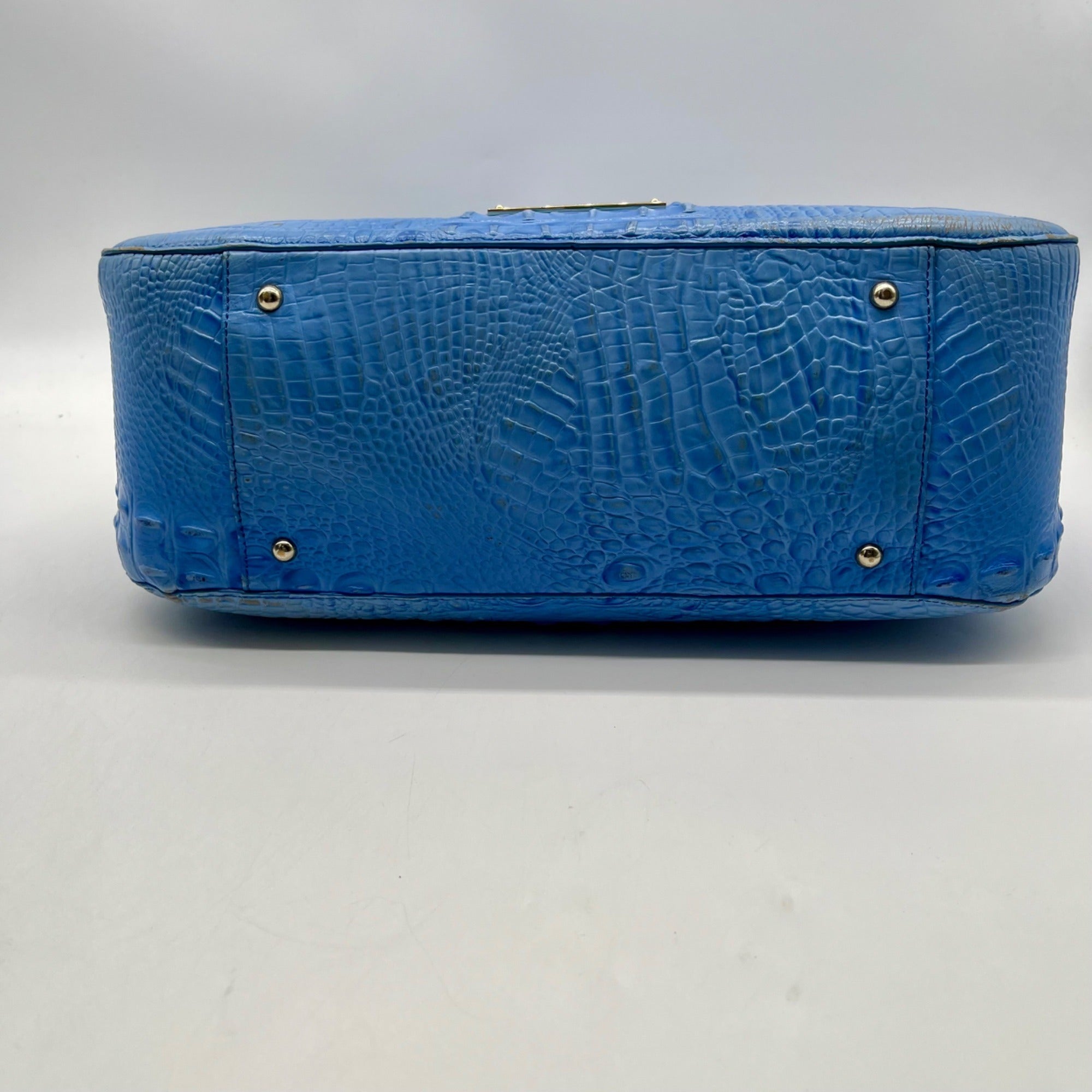 Brahmin Melbourne Blue Croc Embossed Leather Shoulder Bag