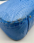 Brahmin Melbourne Blue Croc Embossed Leather Shoulder Bag