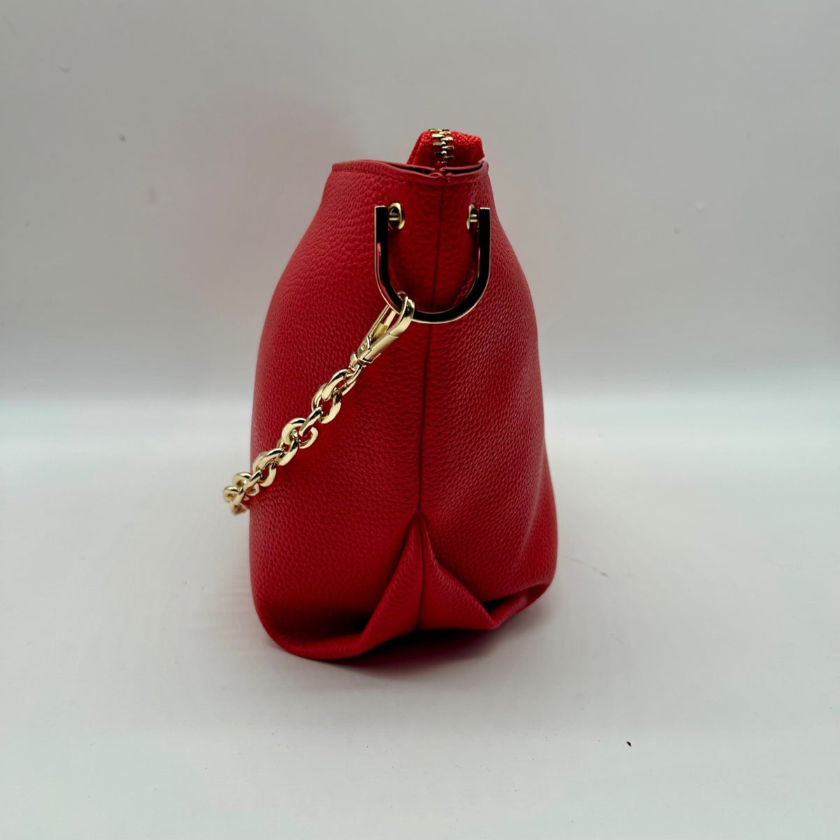 On 34th Red Pebbled Leather Shoulder Bag