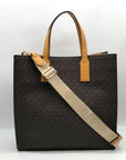 Michael Kors Brown And Marigold Canvas Large Kenly Tote Bag
