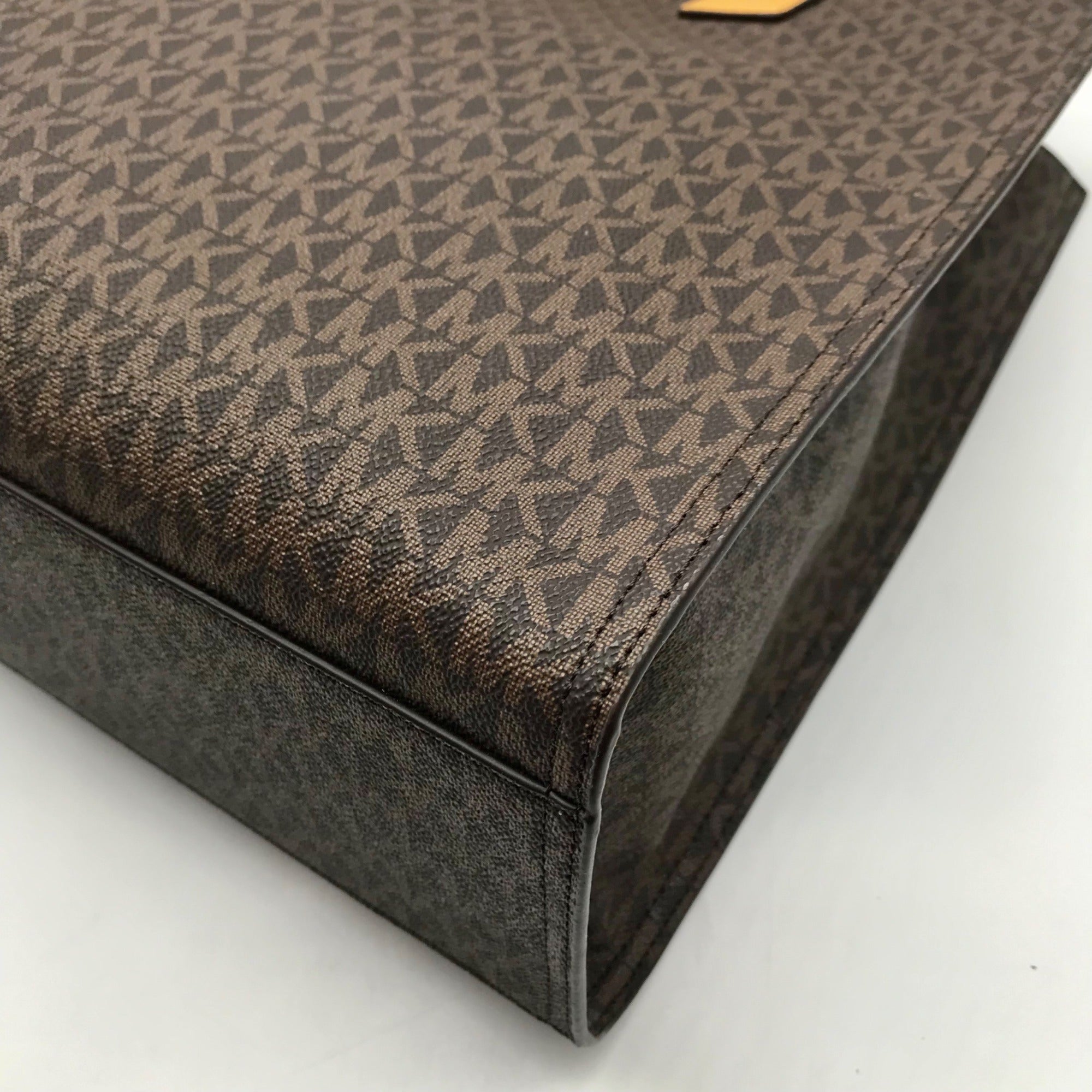 Michael Kors Brown And Marigold Canvas Large Kenly Tote Bag