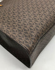 Michael Kors Brown And Marigold Canvas Large Kenly Tote Bag