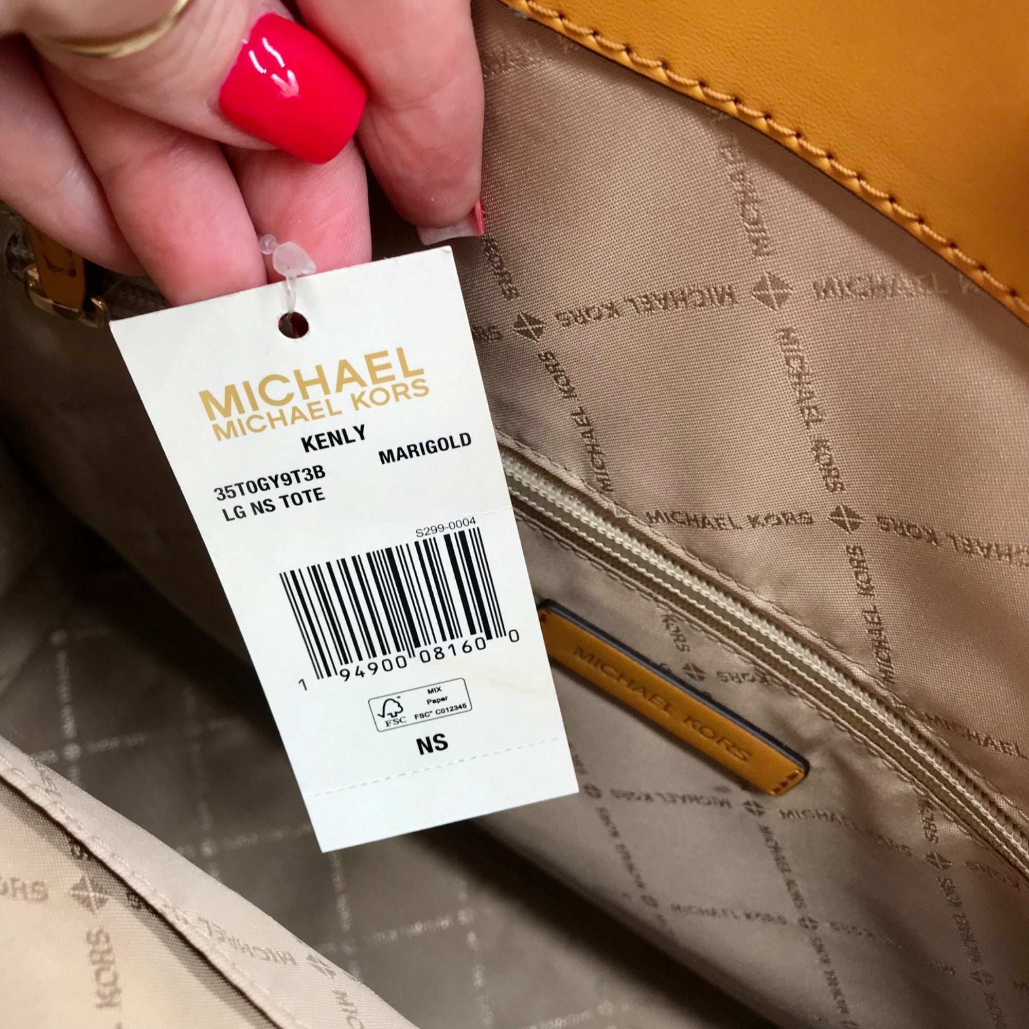 Michael Kors Brown And Marigold Canvas Large Kenly Tote Bag