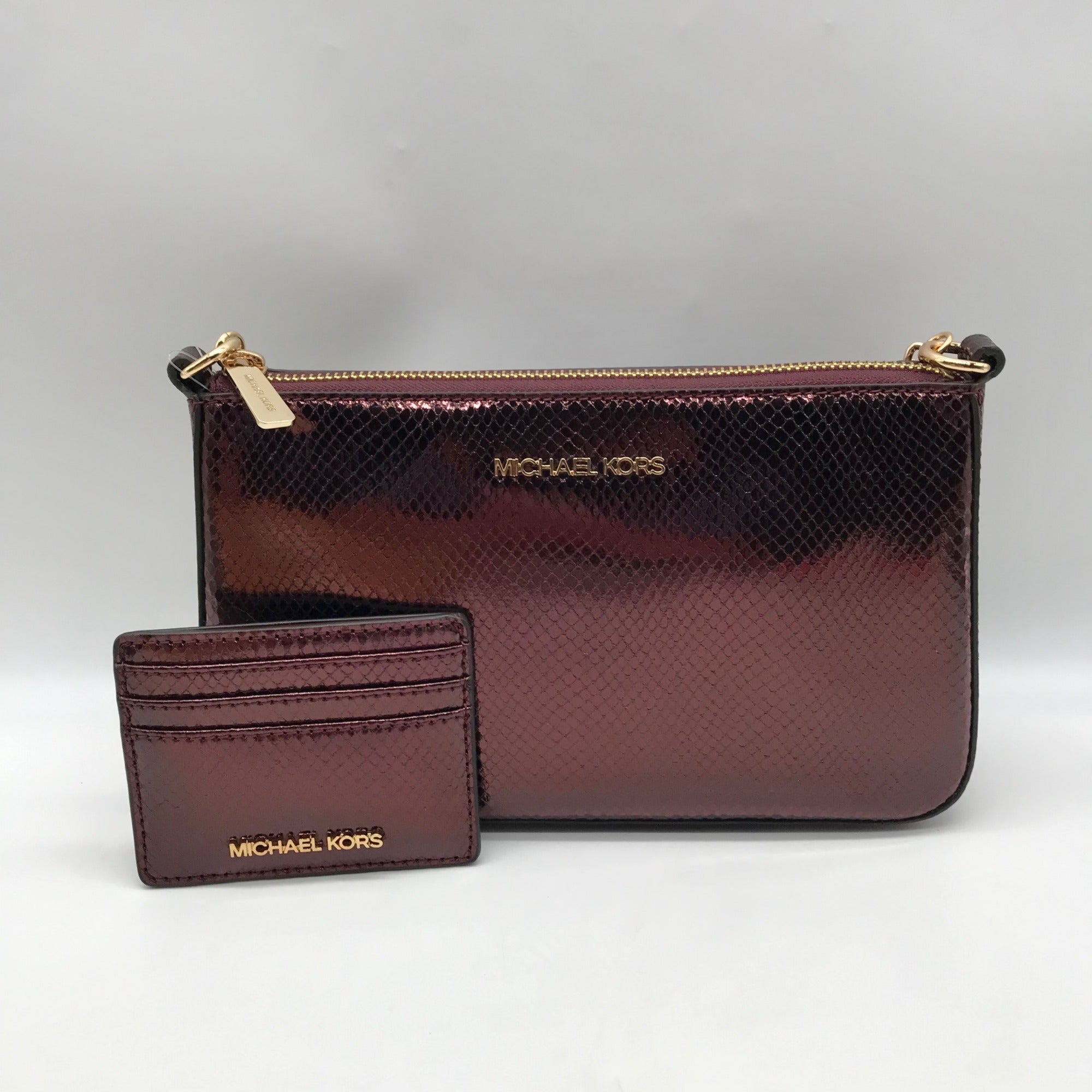 Michael Kors Oxblood Rouge Sombre Leather Shoulder Bag Gift Set