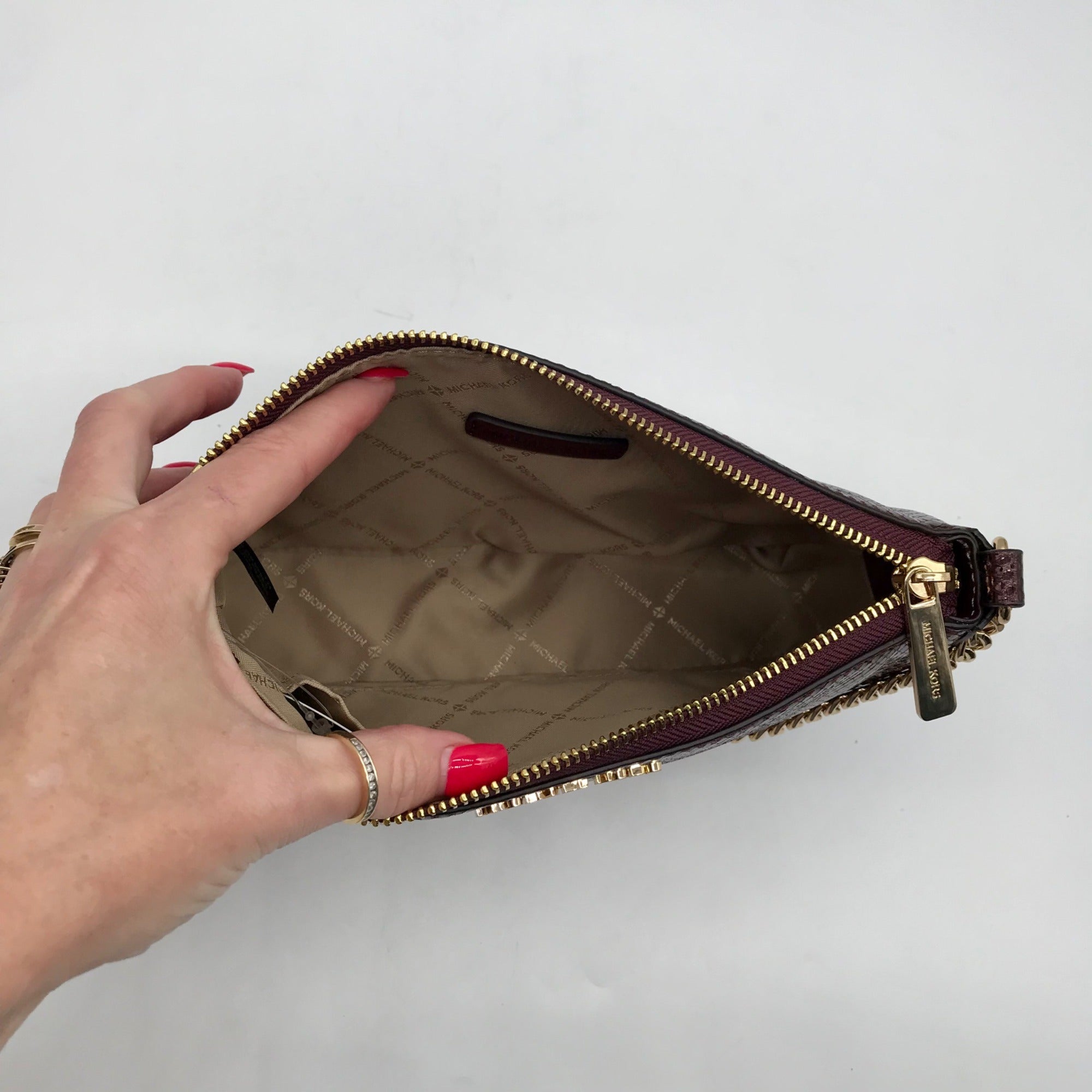 Michael Kors Oxblood Rouge Sombre Leather Shoulder Bag Gift Set