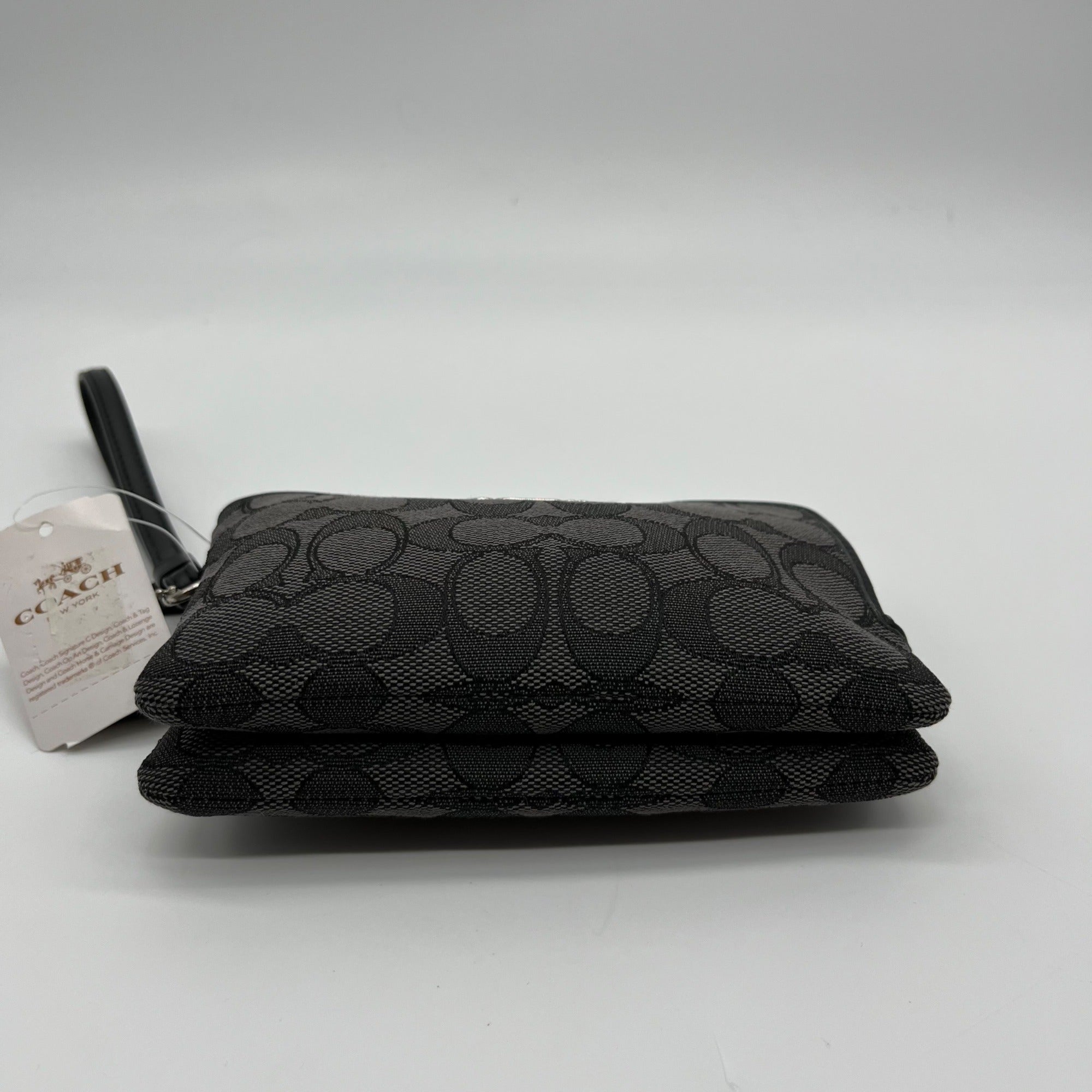 Coach Black Signature Canvas Double Zip Boxed Wristlet 