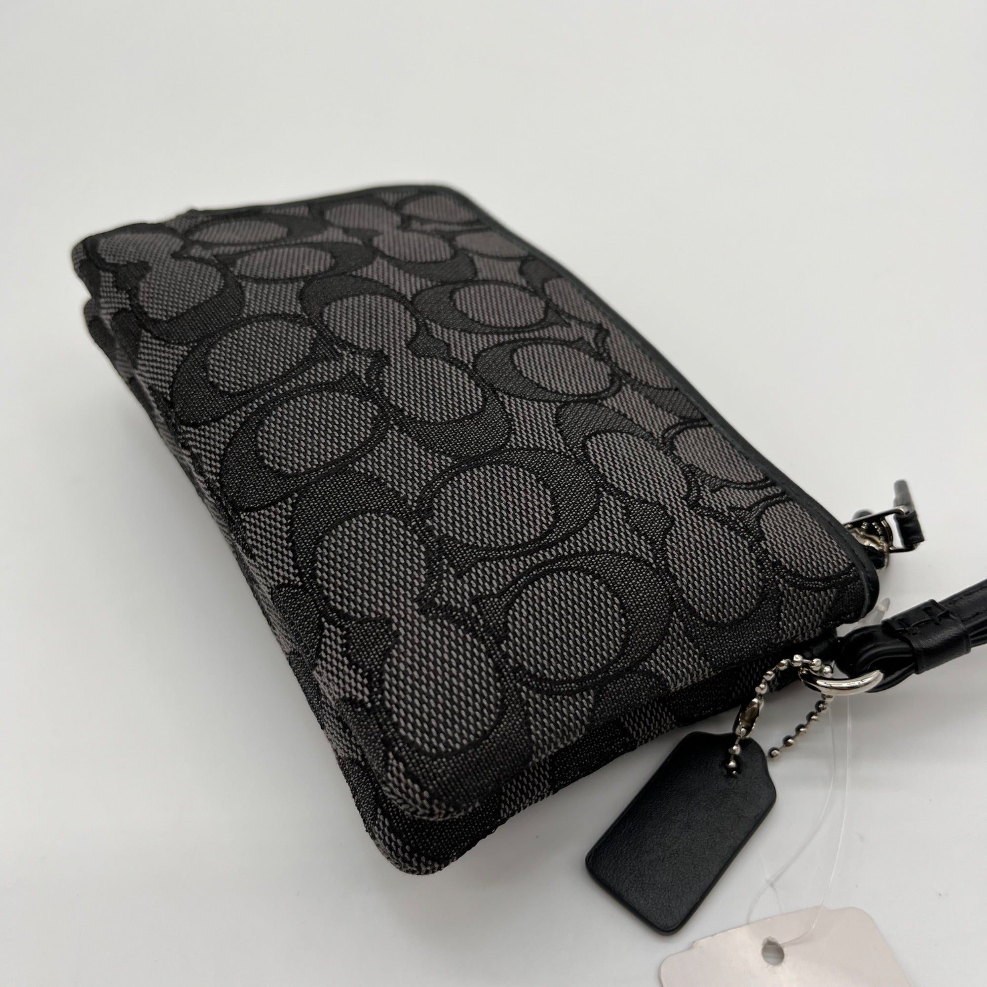 Coach Black Signature Canvas Double Zip Boxed Wristlet 