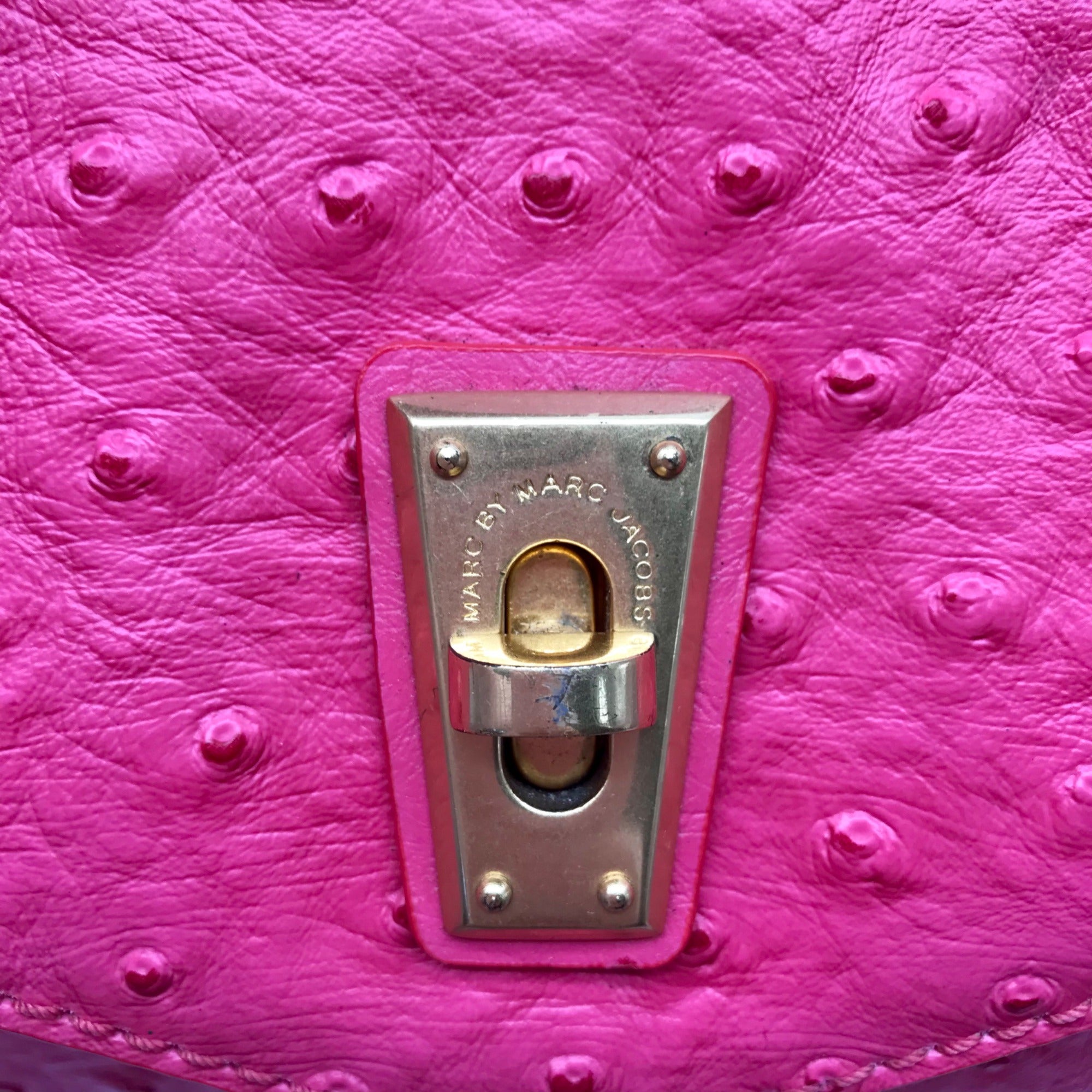 Marc Jacobs Pink Ostrich Leather Ozzie Aurora Shoulder Bag