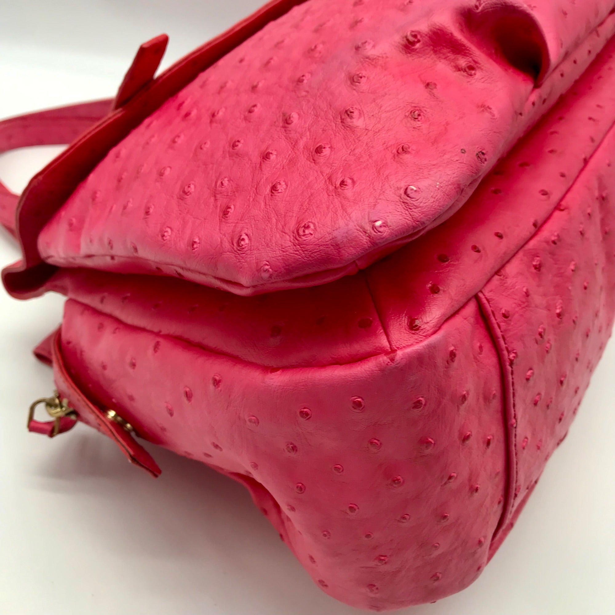 Marc Jacobs Pink Ostrich Leather Ozzie Aurora Shoulder Bag