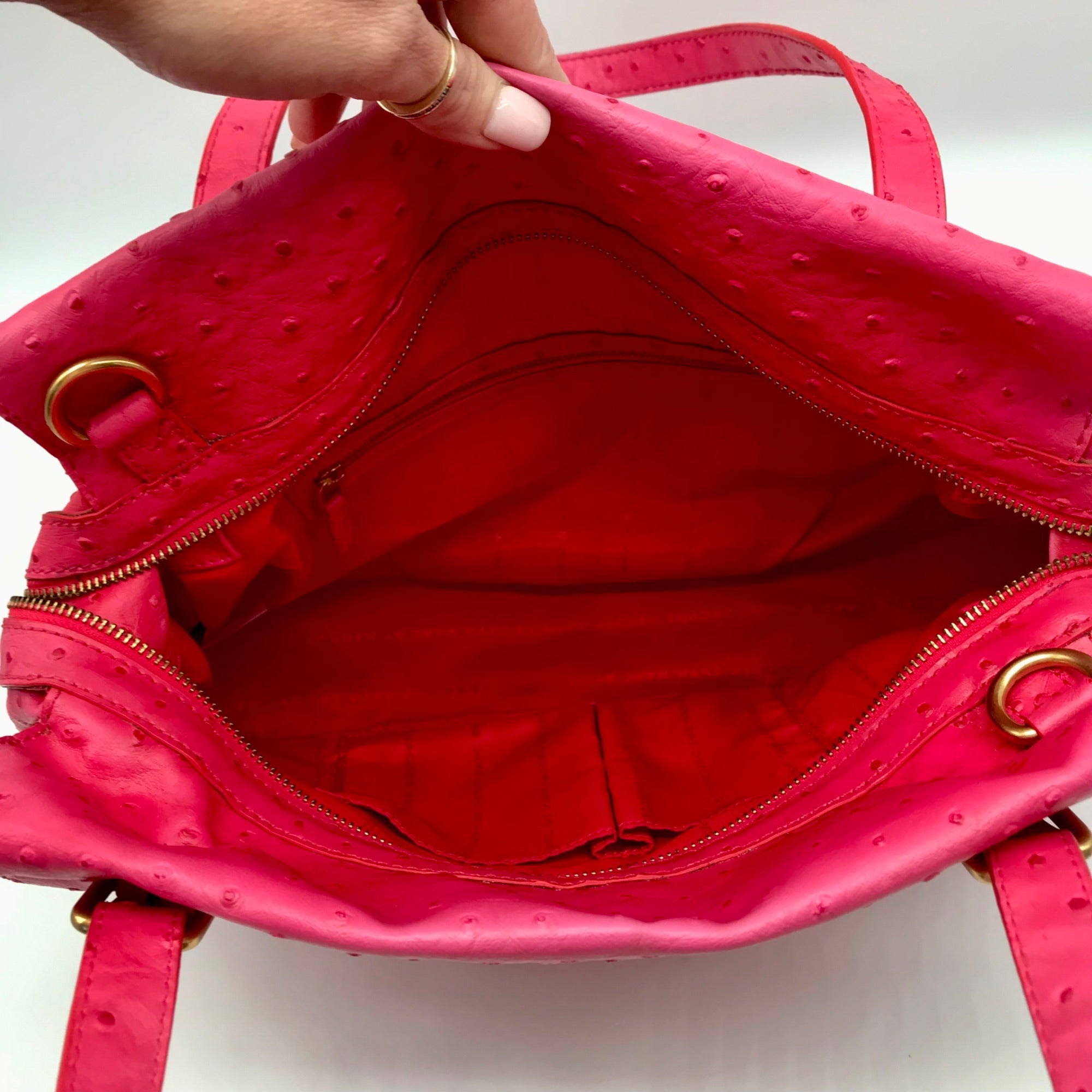 Marc Jacobs Pink Ostrich Leather Ozzie Aurora Shoulder Bag