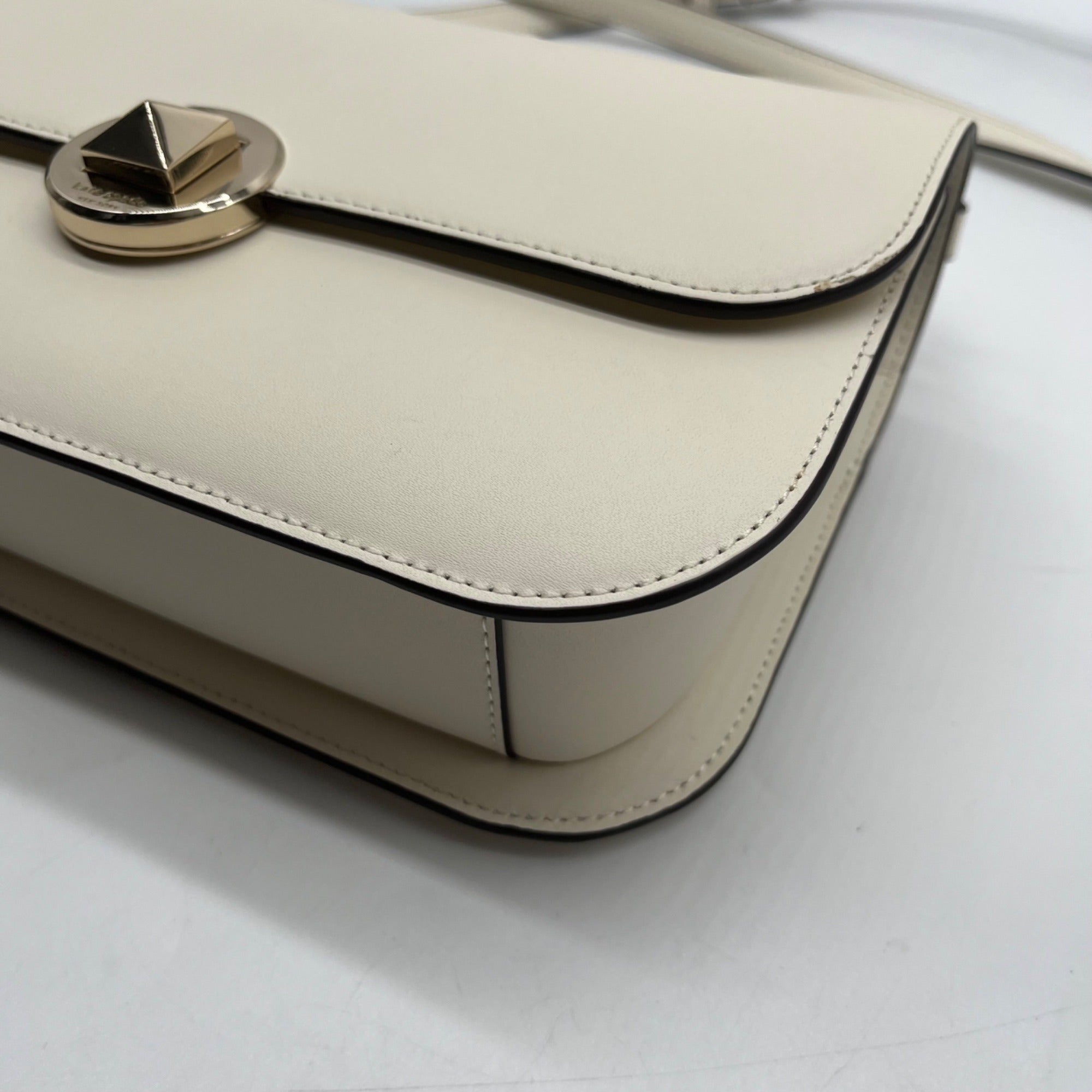 Kate Spade White Leather Adurey Flap Crossbody Bag