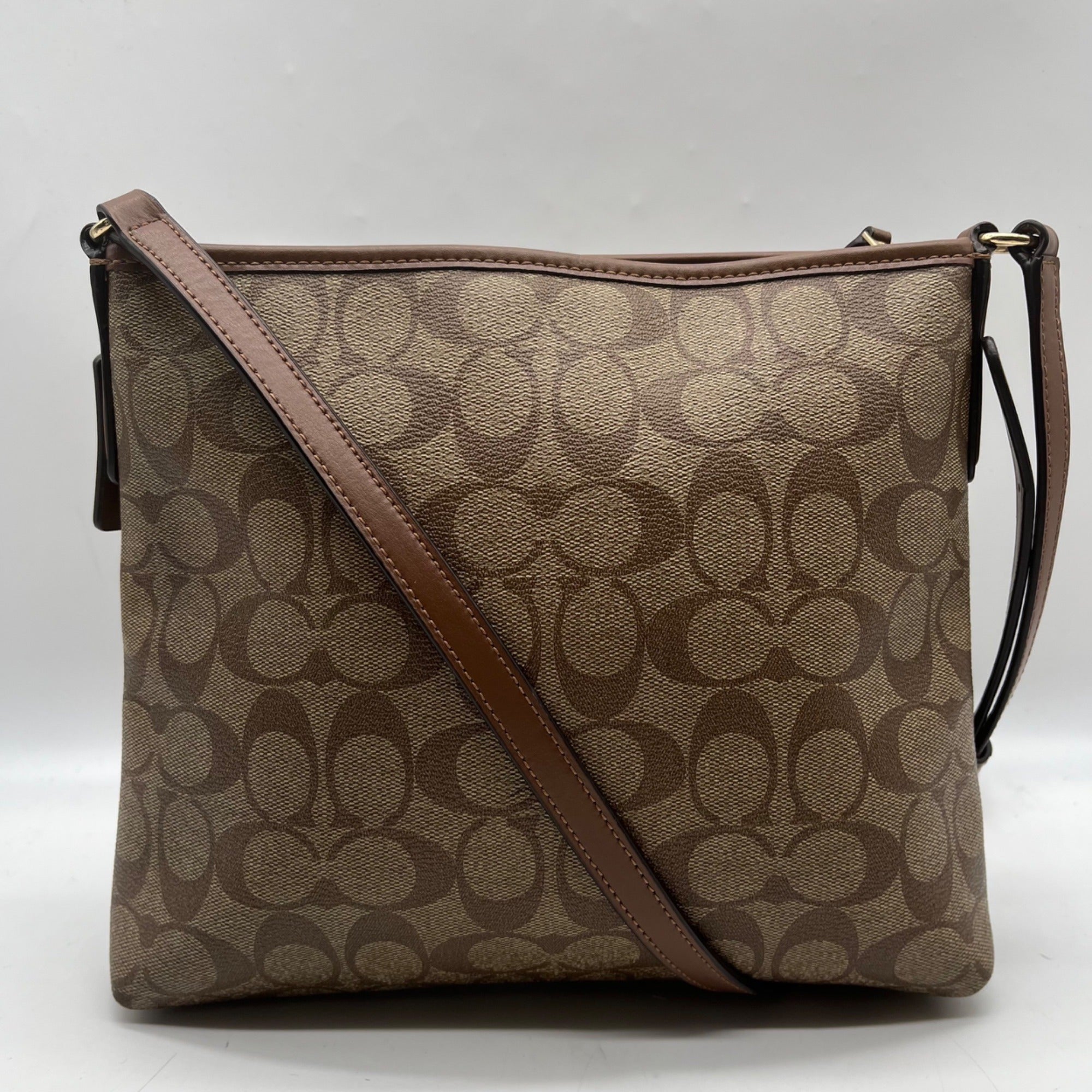 Coach Brown Signature Canvas File Crossbody Bag F29210