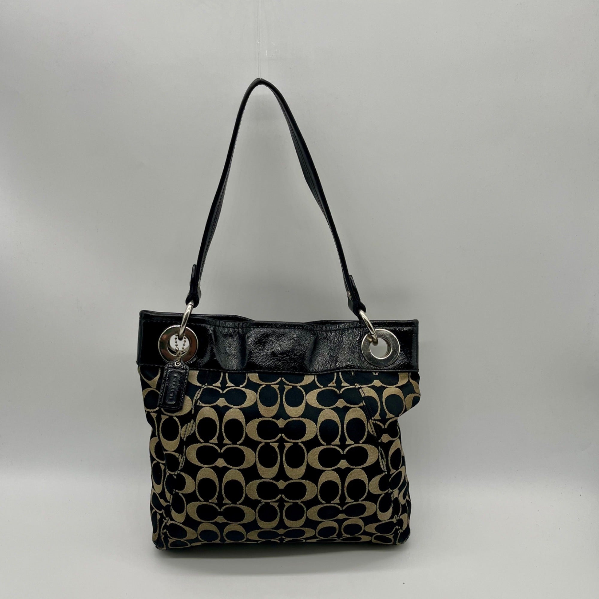 Coach Black &amp; Grey Signature Logo Shoulder Bag