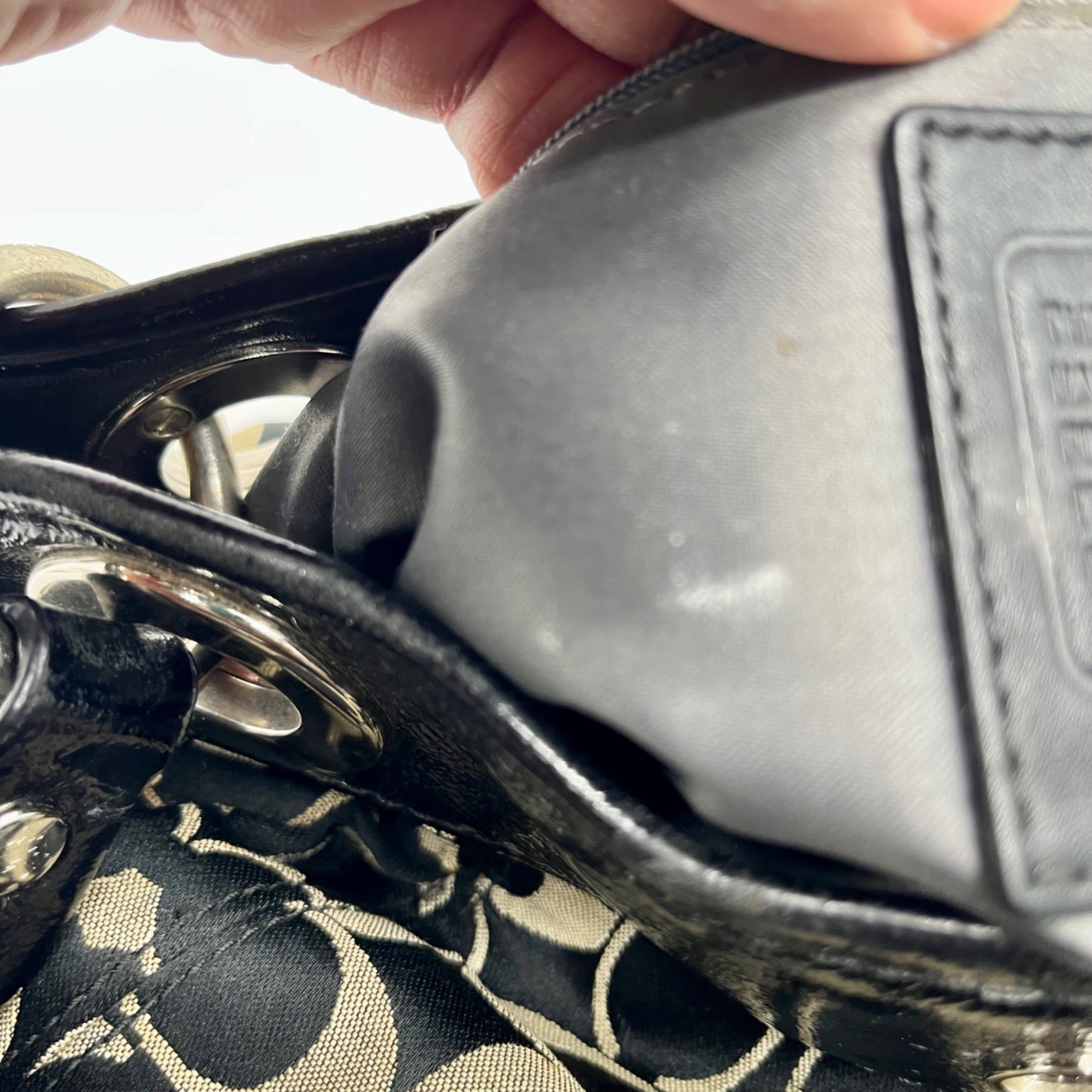 Coach Black &amp; Grey Signature Logo Shoulder Bag