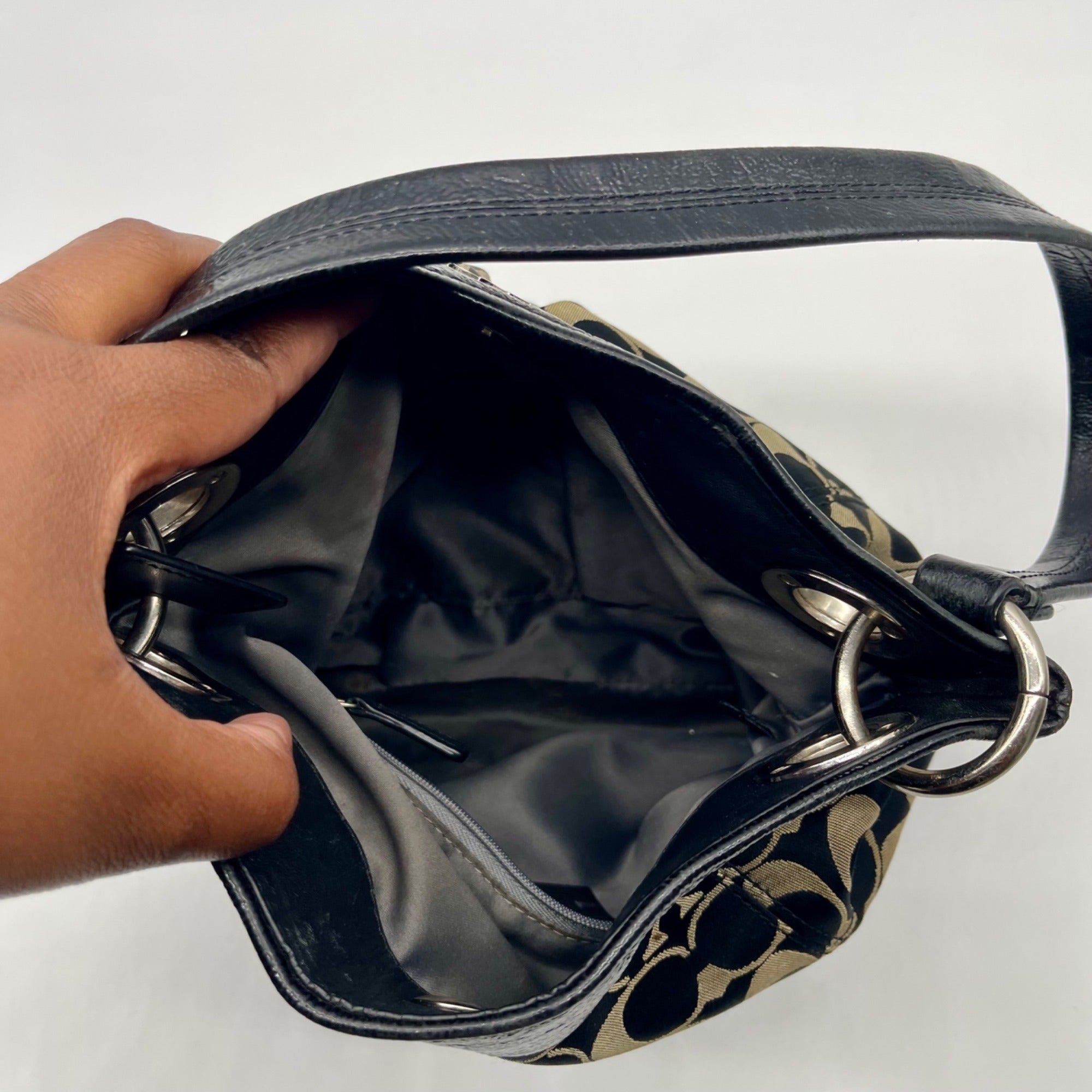 Coach Black &amp; Grey Signature Logo Shoulder Bag