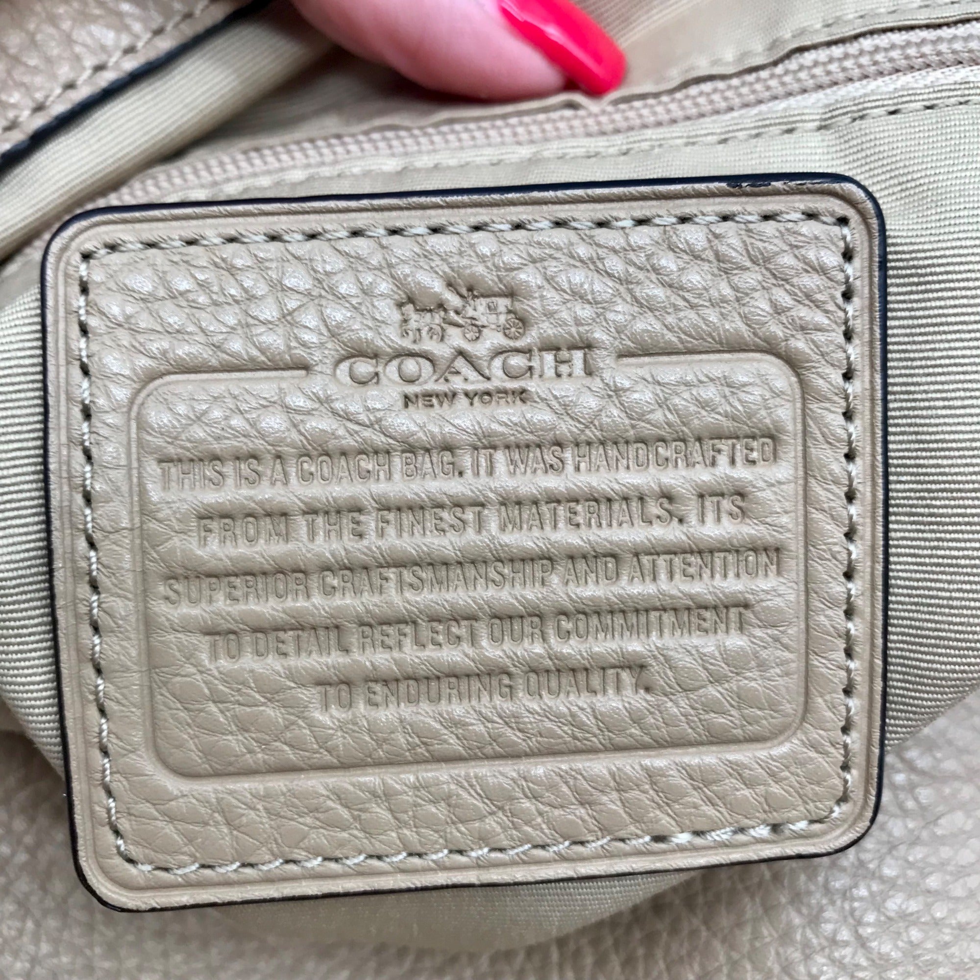 Coach Taupe Pebbled Leather Edie Shoulder Bag