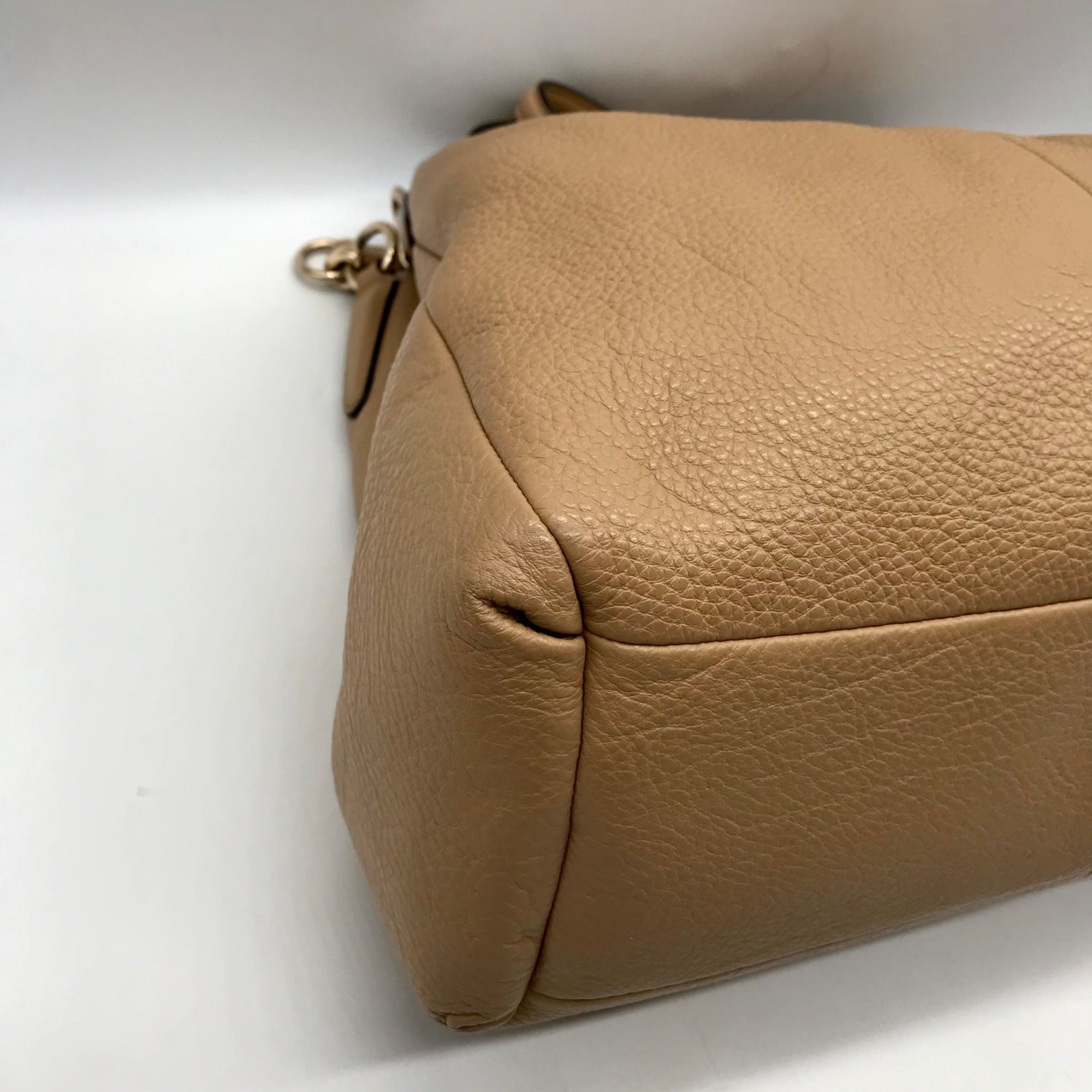 Coach Taupe Pebbled Leather Edie Shoulder Bag