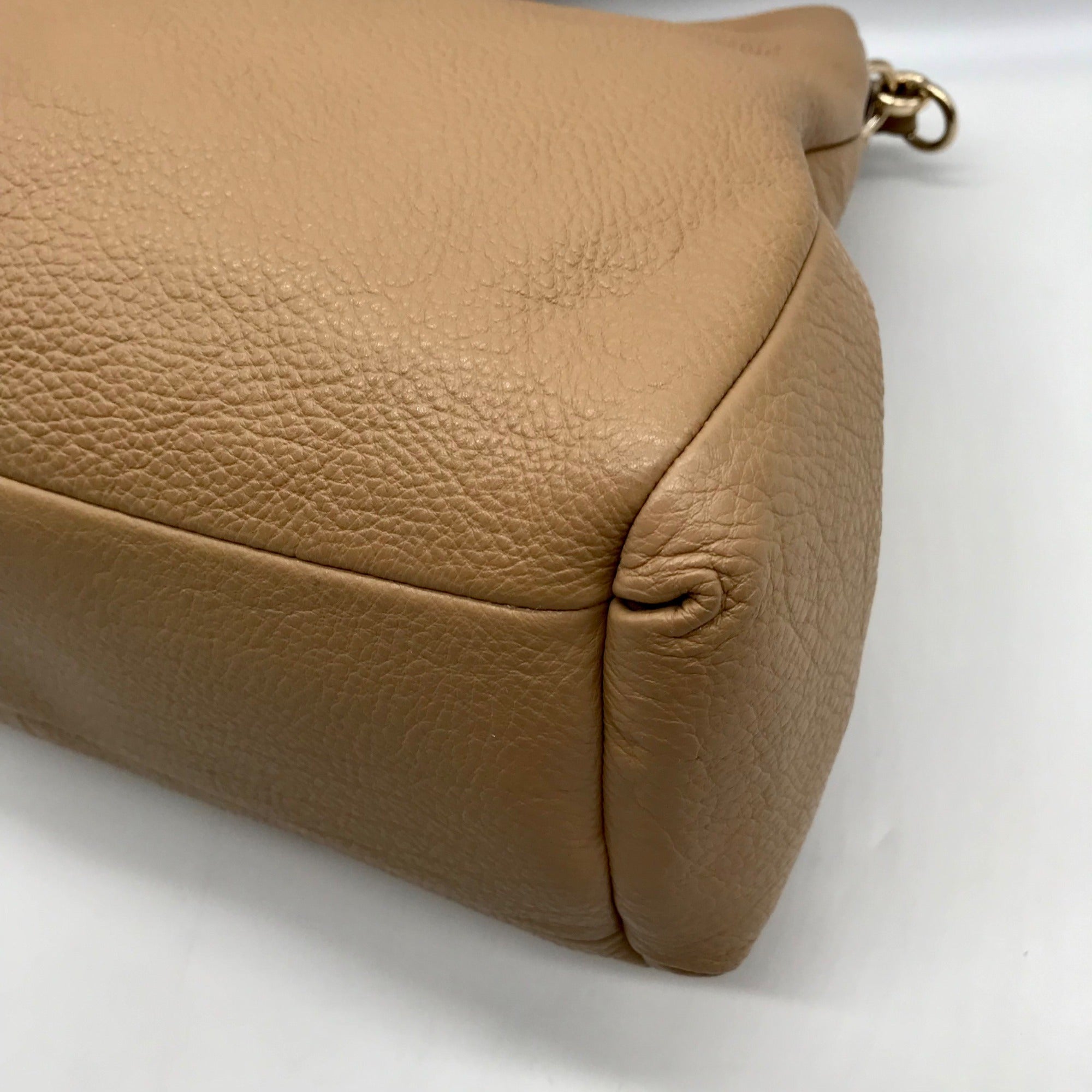 Coach Taupe Pebbled Leather Edie Shoulder Bag