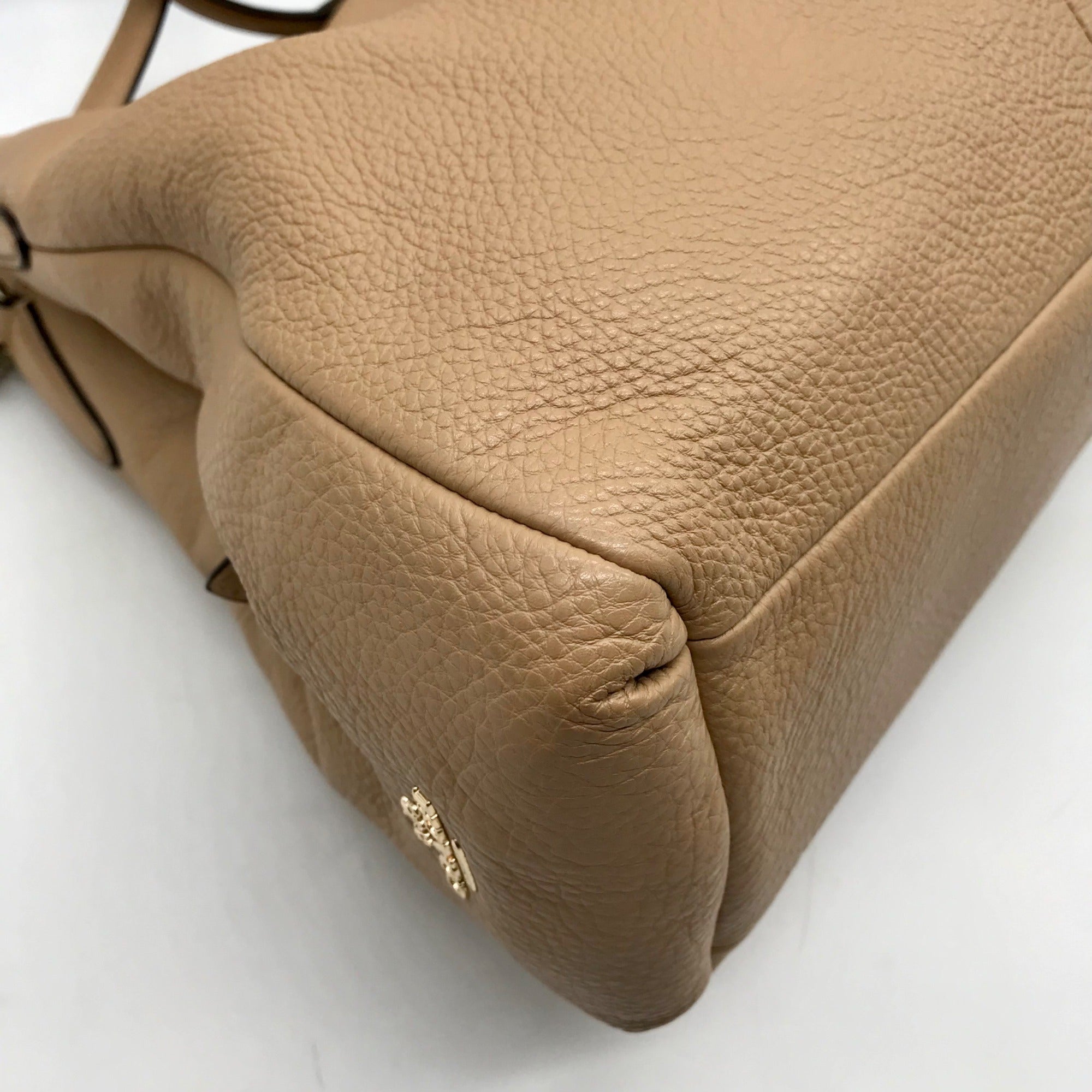 Coach Taupe Pebbled Leather Edie Shoulder Bag