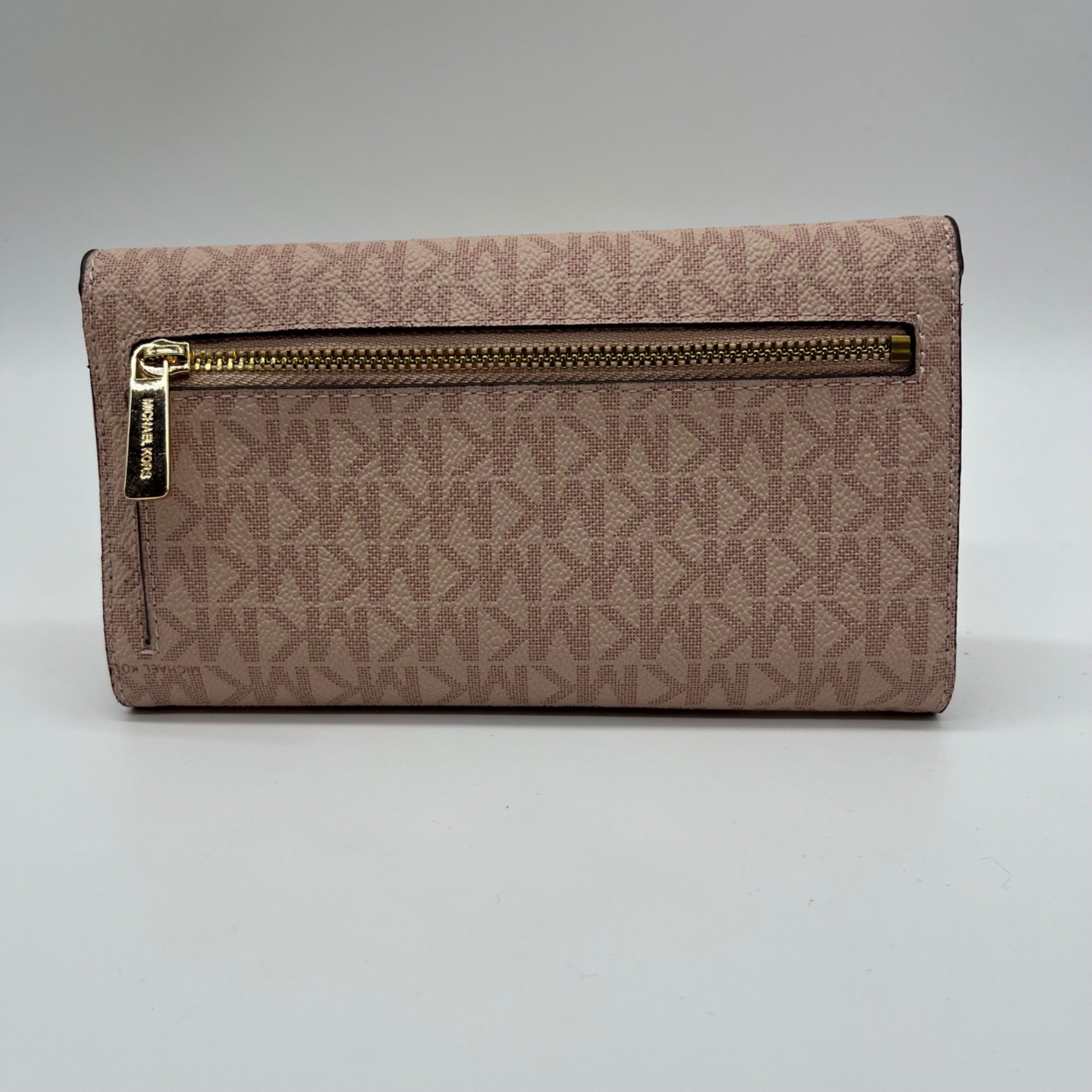 Michael Kors Pink Coated Canvas Jet Set Travel Large Trifold Wallet