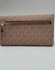 Michael Kors Pink Coated Canvas Jet Set Travel Large Trifold Wallet