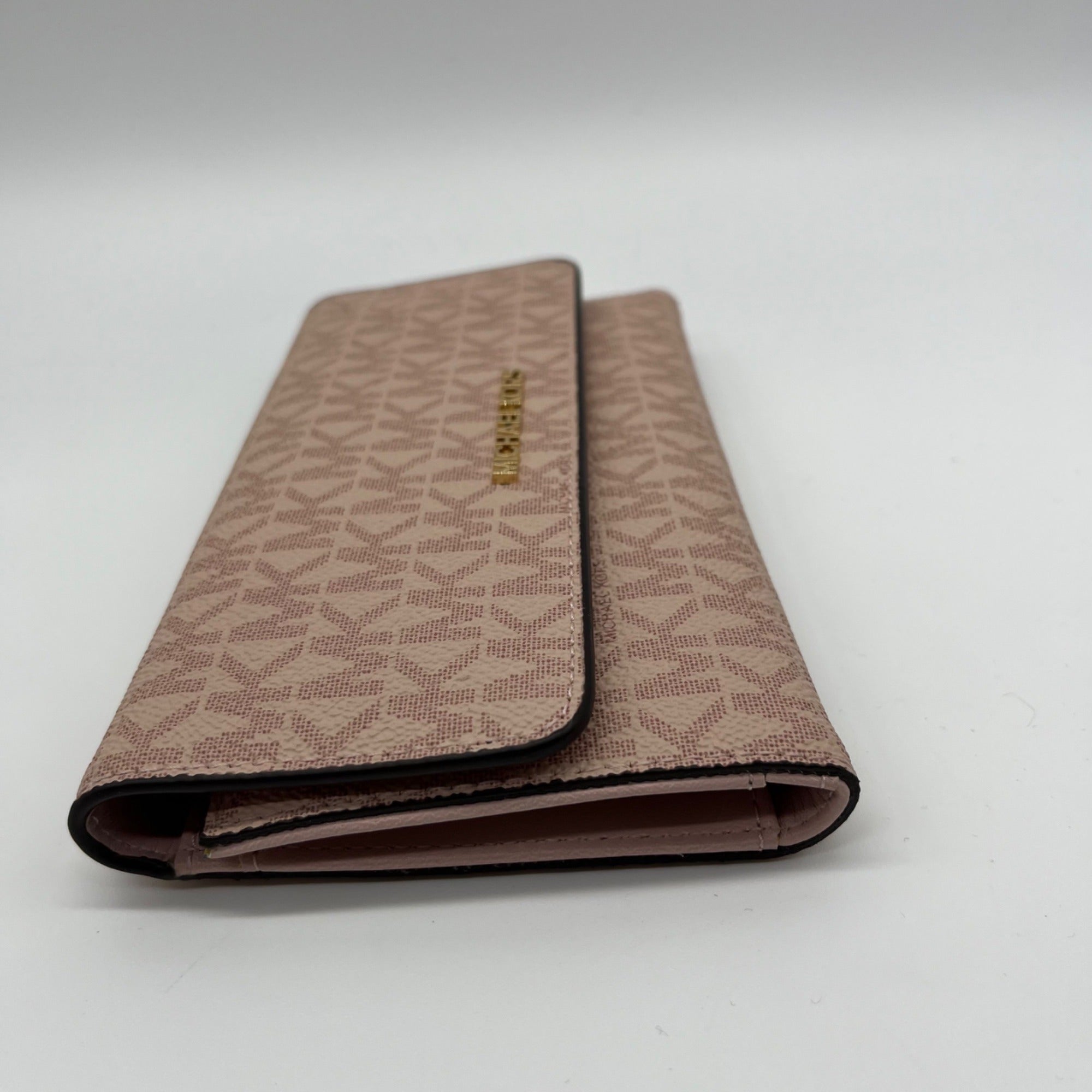 Michael Kors Pink Coated Canvas Jet Set Travel Large Trifold Wallet