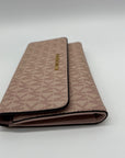 Michael Kors Pink Coated Canvas Jet Set Travel Large Trifold Wallet