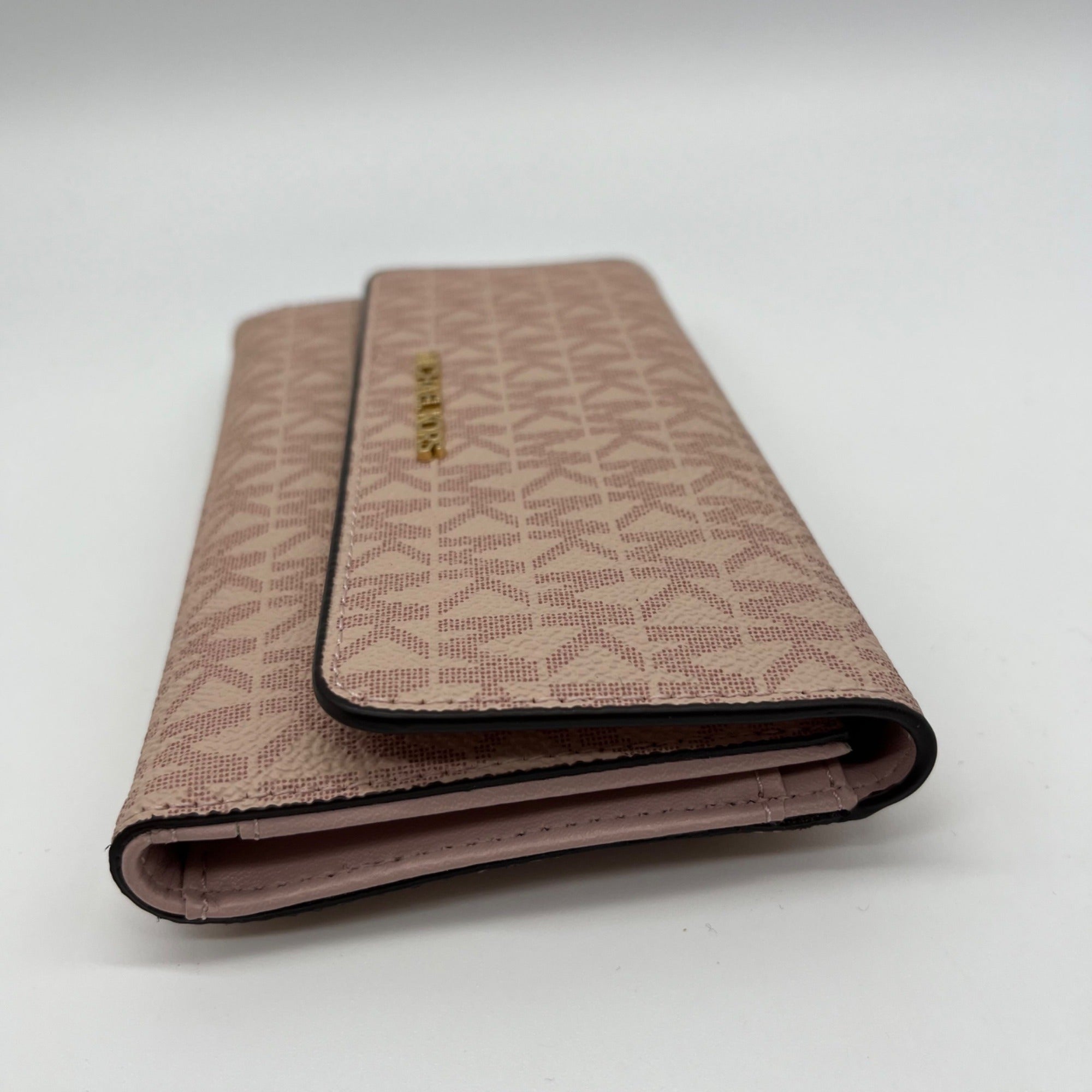 Michael Kors Pink Coated Canvas Jet Set Travel Large Trifold Wallet