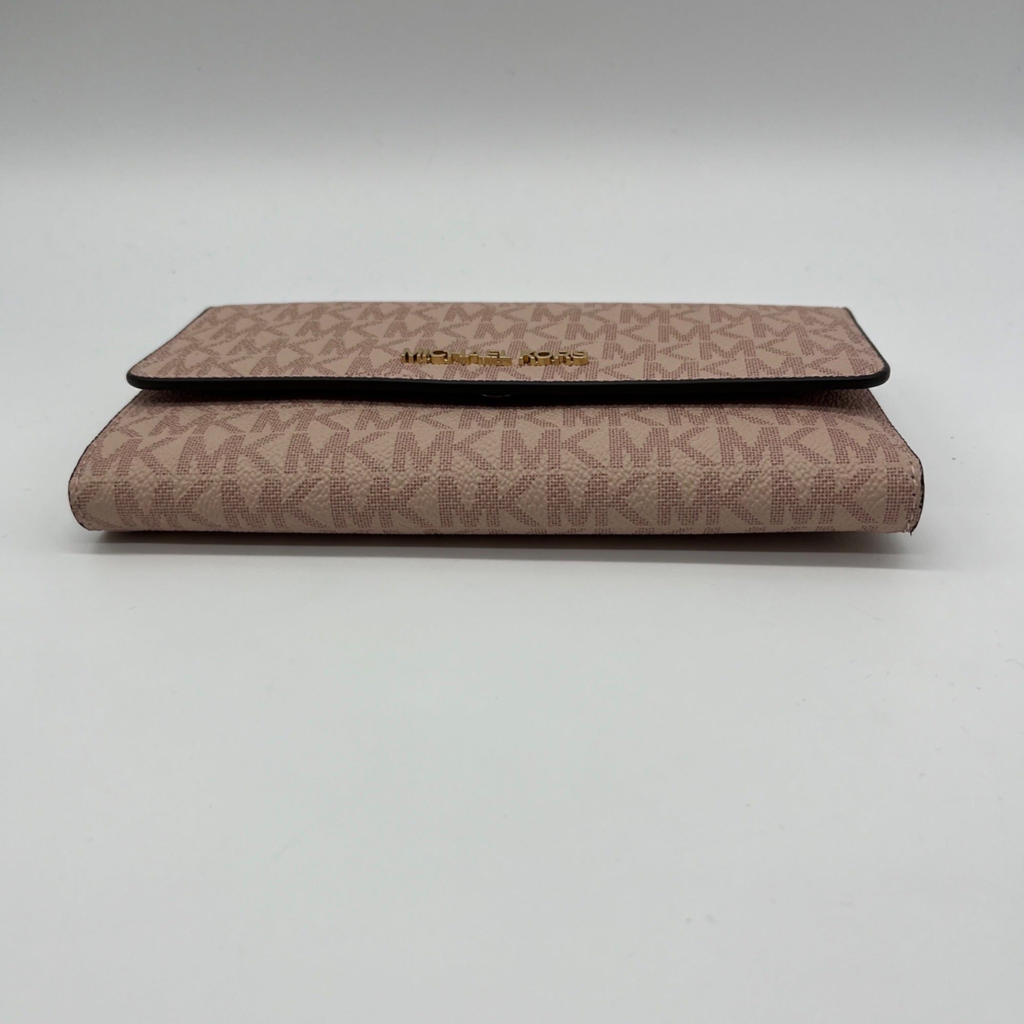 Michael Kors Pink Coated Canvas Jet Set Travel Large Trifold Wallet