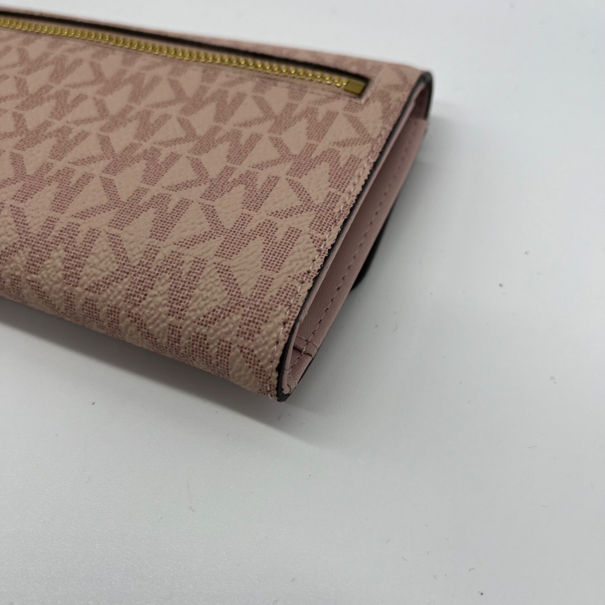 Michael Kors Pink Coated Canvas Jet Set Travel Large Trifold Wallet