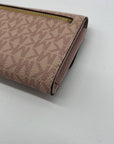 Michael Kors Pink Coated Canvas Jet Set Travel Large Trifold Wallet