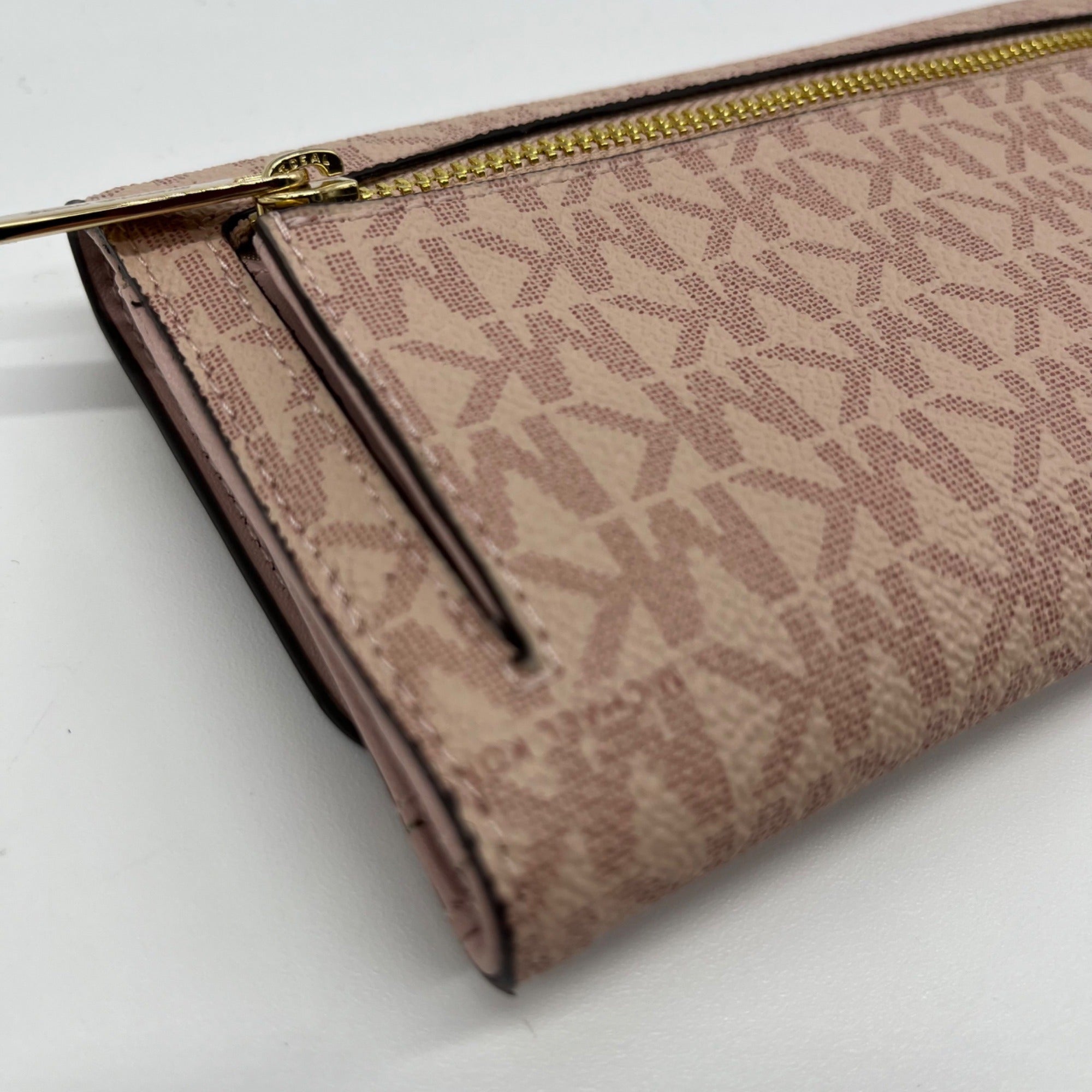 Michael Kors Pink Coated Canvas Jet Set Travel Large Trifold Wallet