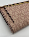 Michael Kors Pink Coated Canvas Jet Set Travel Large Trifold Wallet