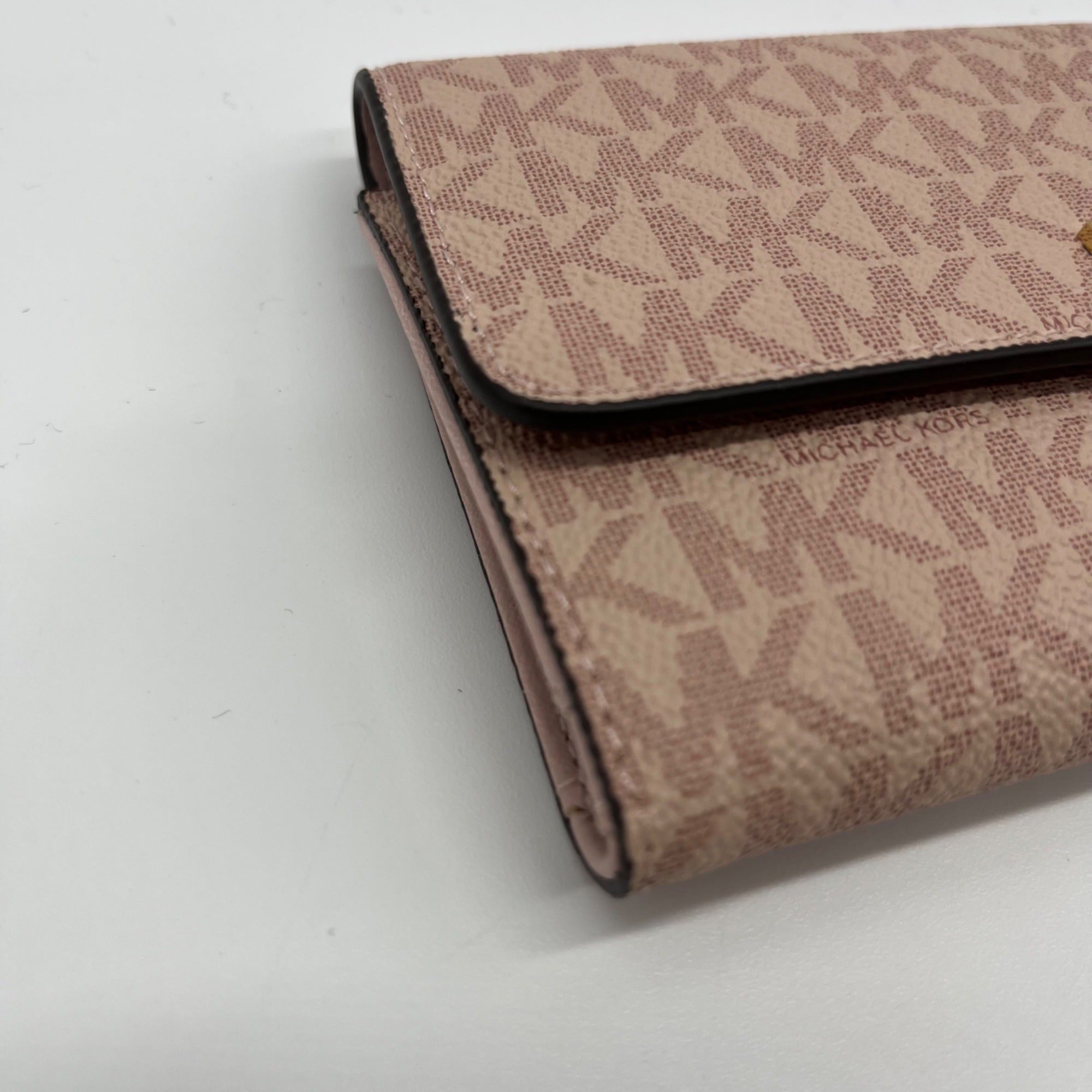 Michael Kors Pink Coated Canvas Jet Set Travel Large Trifold Wallet