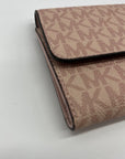 Michael Kors Pink Coated Canvas Jet Set Travel Large Trifold Wallet