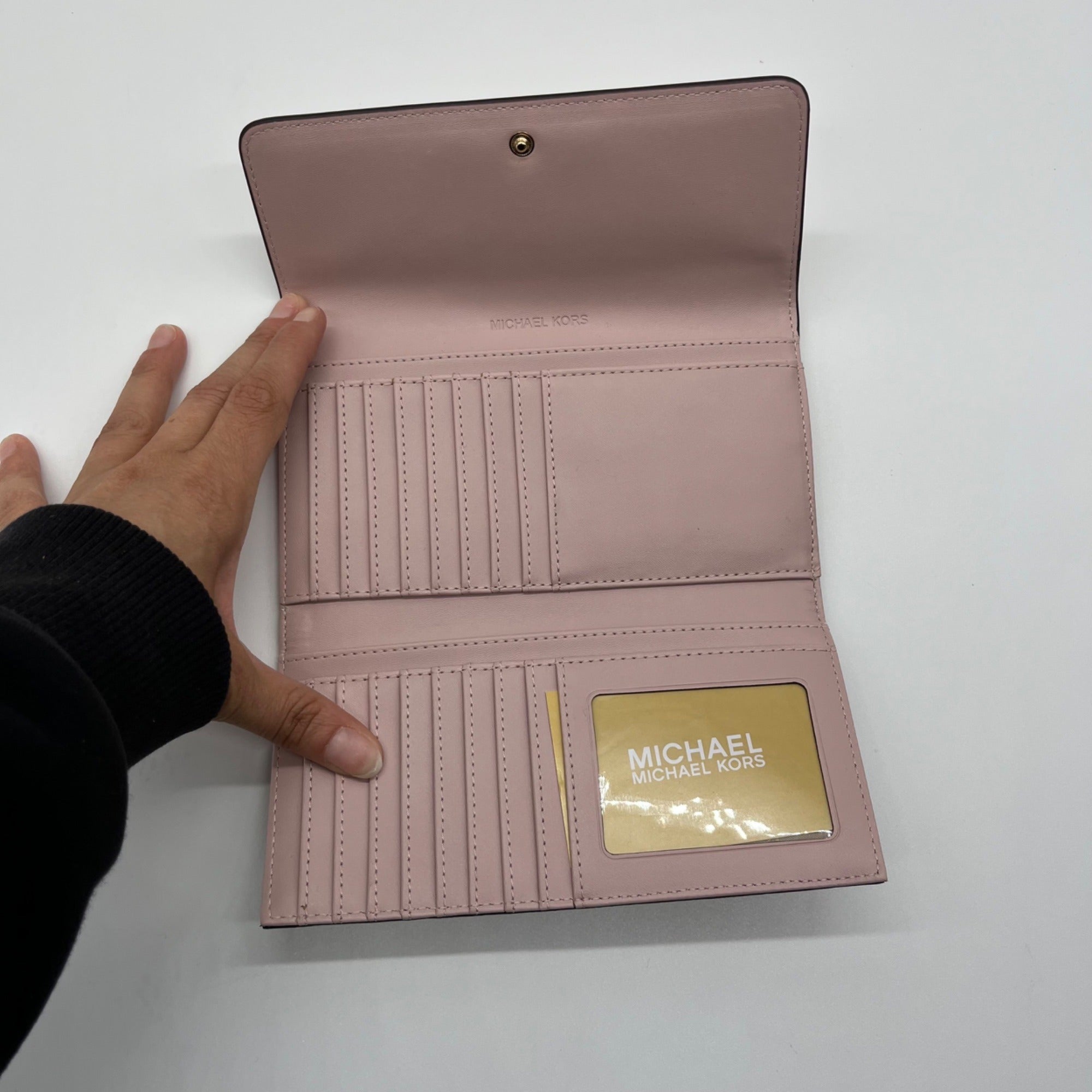 Michael Kors Pink Coated Canvas Jet Set Travel Large Trifold Wallet