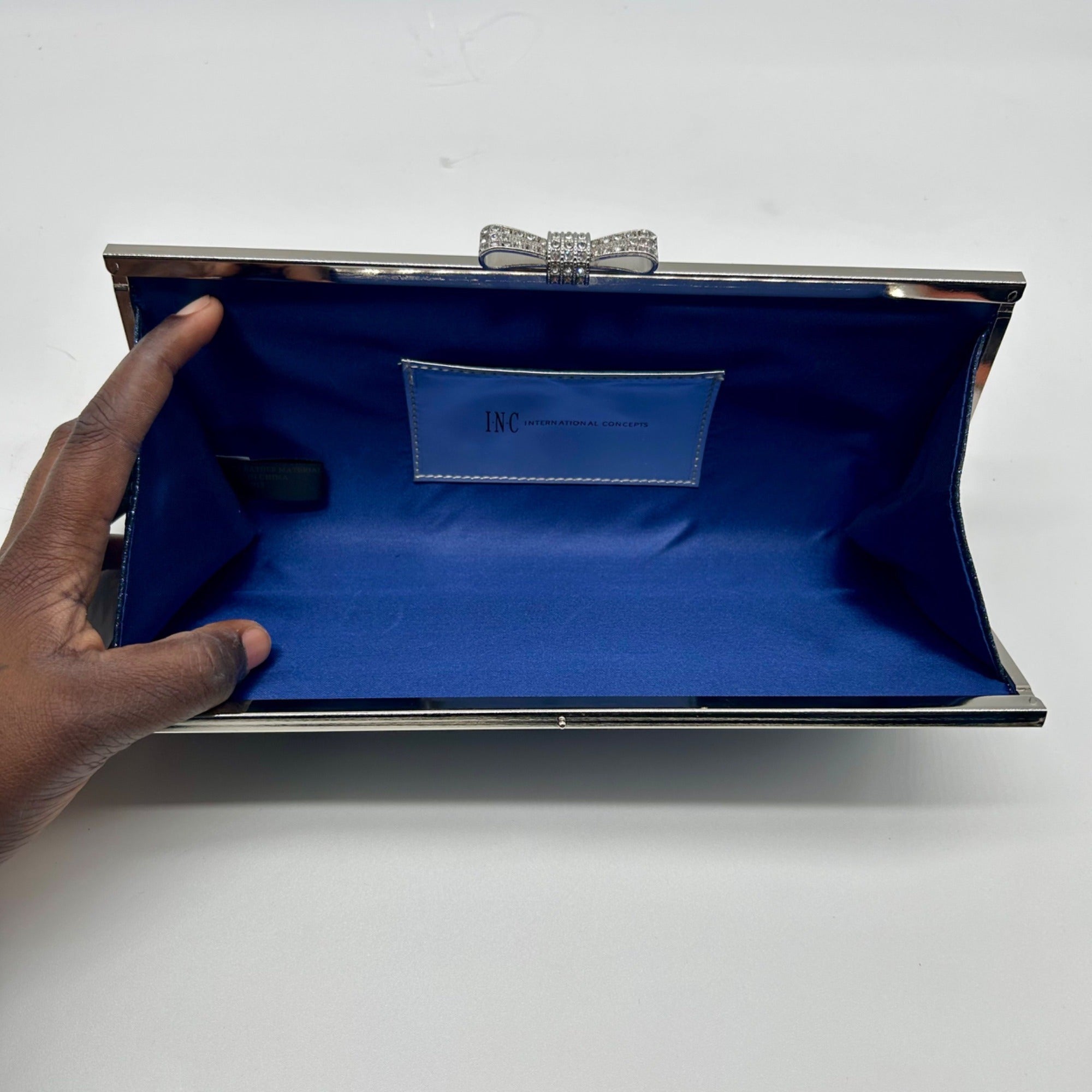 I.N.C. International Concepts Navy Blue Fabric Evening Clutch
