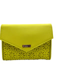 Kate Spade Yellow Saffiano Leather Mini Floral Cutout Envelope Bag