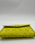 Kate Spade Yellow Saffiano Leather Mini Floral Cutout Envelope Bag