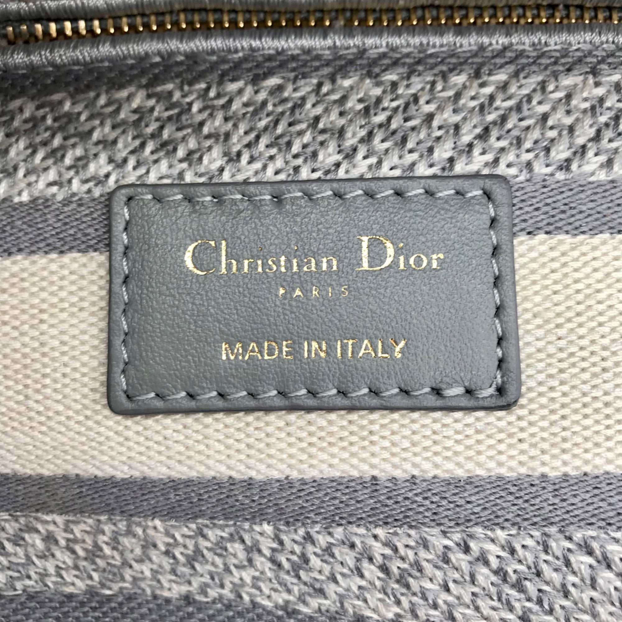 Christian Dior Gray &amp; White Canvas D-Light Satchel Bag