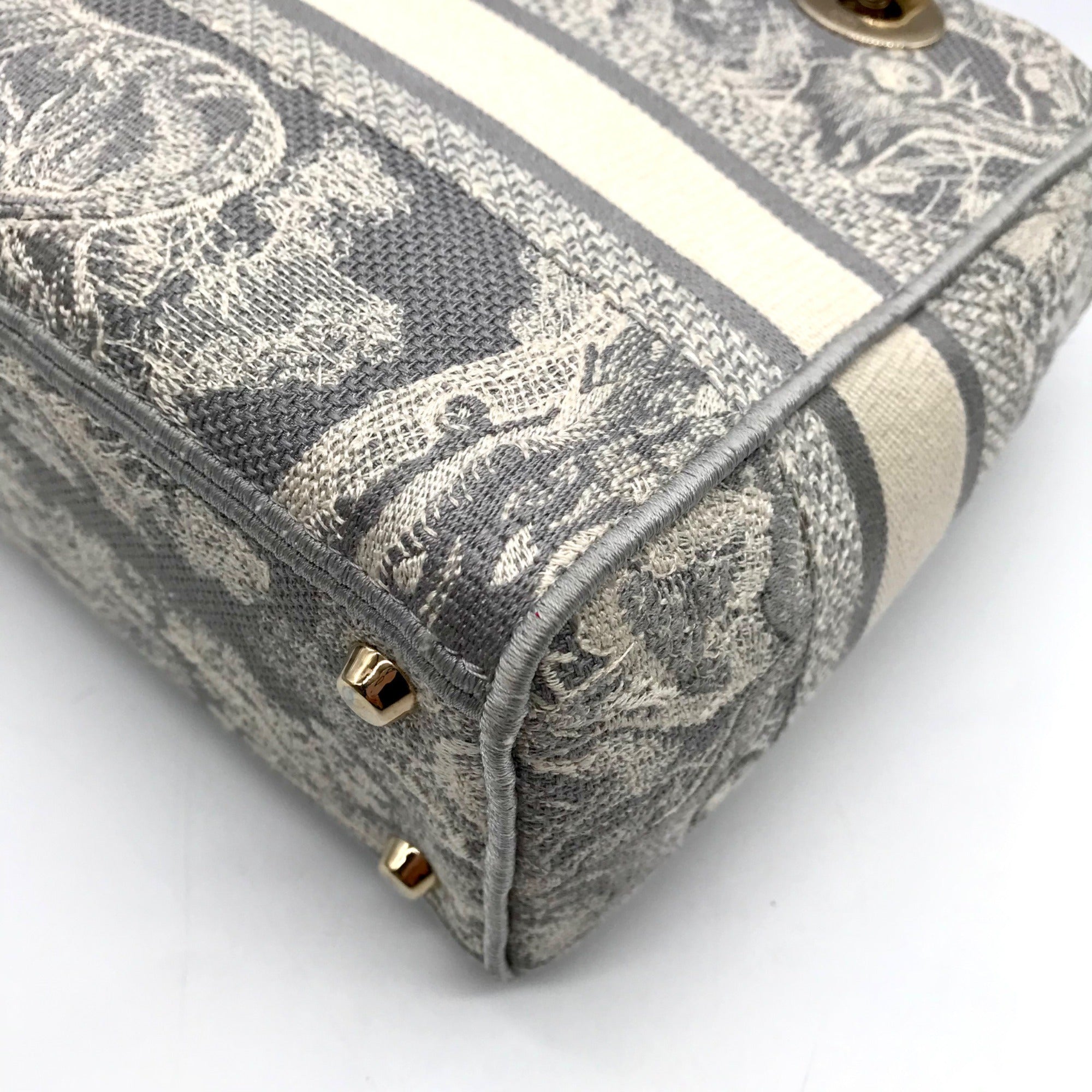 Christian Dior Gray &amp; White Canvas D-Light Satchel Bag