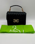 Sam Edelman Black Woven Leather Christy Top Handle Crossbody Bag