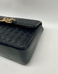 Sam Edelman Black Woven Leather Christy Top Handle Crossbody Bag