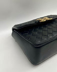 Sam Edelman Black Woven Leather Christy Top Handle Crossbody Bag